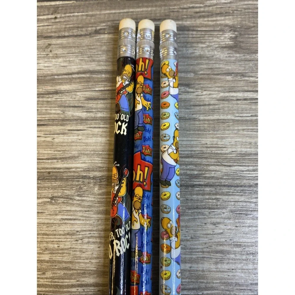 Vintage Lot‎ of 3 Simpsons HOMER Pencils Matt Groening Unsharpened